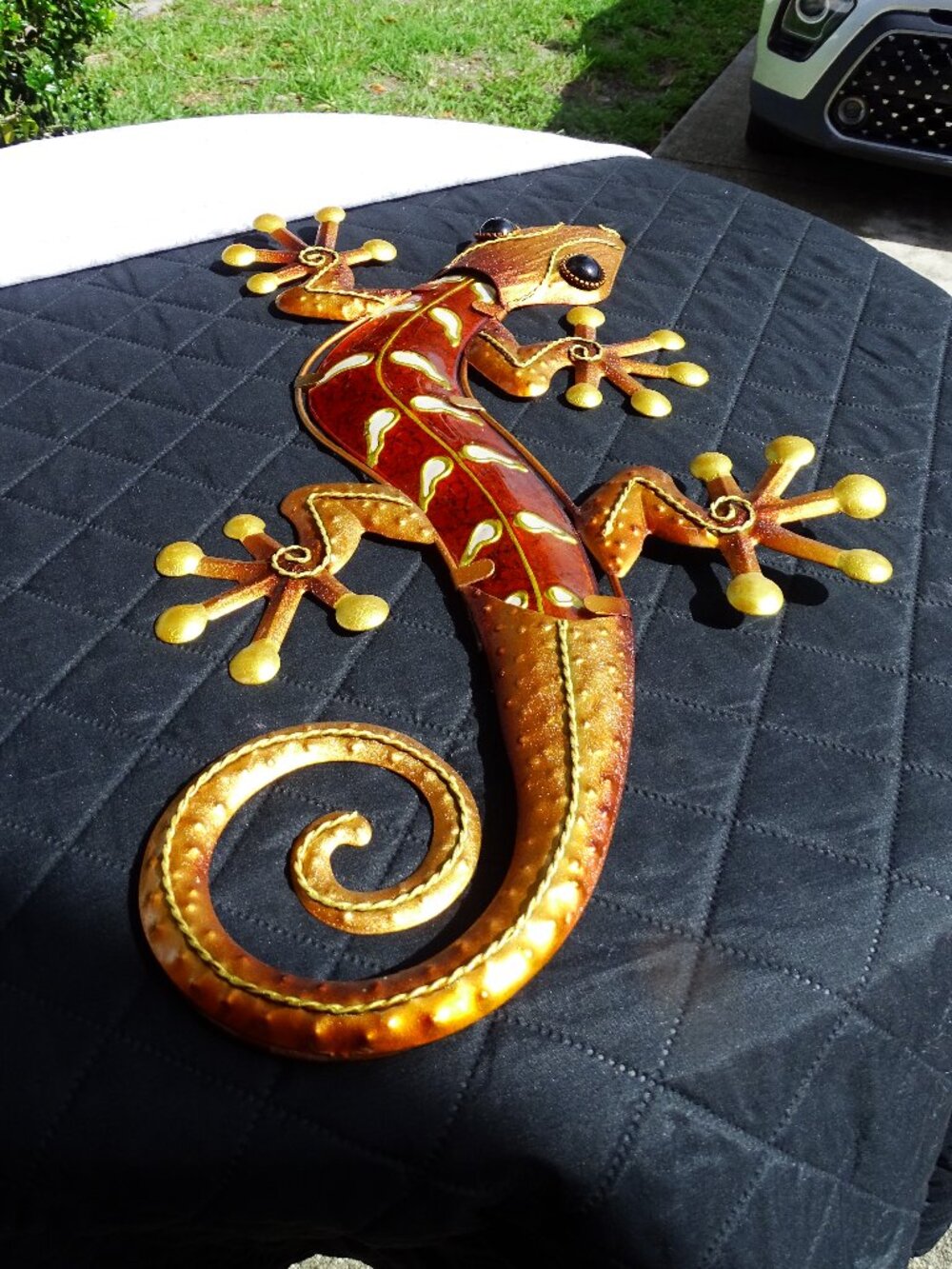 Large Copper Enamel Lizard Gecko Wall Hanging